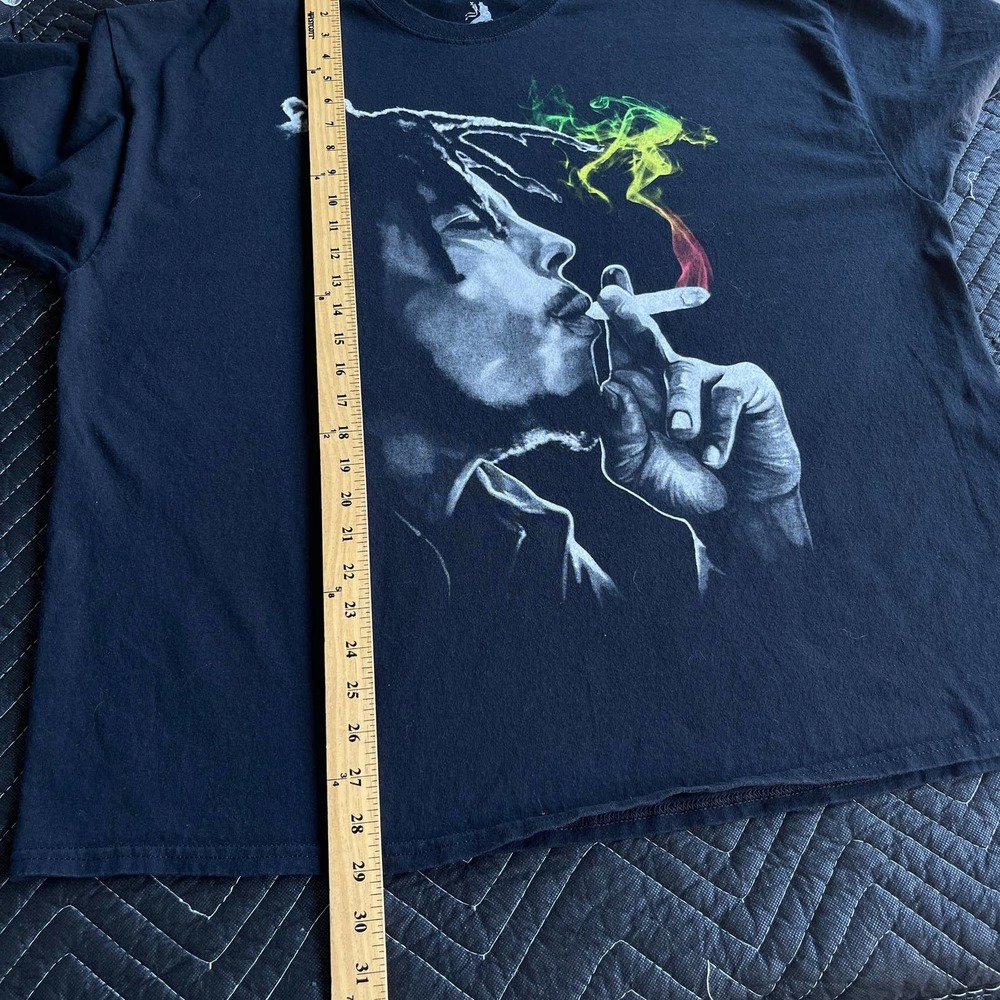 Zion Bob Marley Shirt Adult 2X XXL Black Rasta Smoking Short Sleeve - Picture 7 of 8